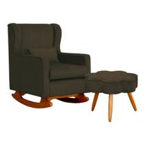 Kit Poltrona e Puff Aurora Balanço Suede Marrom - FM