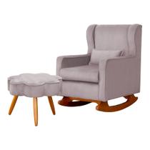 Kit Poltrona e Puff Aurora Balanço Veludo Rose - FM