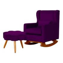 Kit Poltrona e Puff Aurora Balanço Veludo Roxo - FM