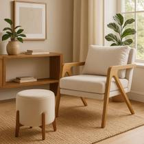 Kit Poltrona e Puff Decorativo Luxo Sala Escritório Dora Kit Poltrona e Puff Decorativo Luxo Sala Escritório Dora