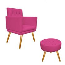 kit Poltrona e Puff Fernanda Palito Mel Corano Pink - DAMAFFÊ MÓVEIS