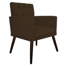 kit Poltrona e Puff Fernanda Palito Tabaco Suede Marrom - KDAcanto Móveis