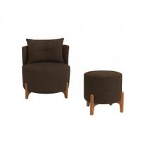 Kit Poltrona e Puff Luna Decorativa Curvo Orgânico Boucle Marrom - Montanaris Decor Kit Poltrona e Puff Luna Decorativa Curvo Orgânico Boucle Marrom - Montanaris Decor