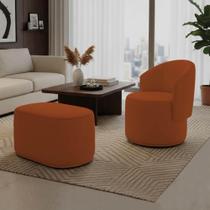 Kit Poltrona e Puff Malu Max Bouclê Suede Orgânico Terracota D'Rossi Kit Poltrona e Puff Malu Max Bouclê Suede Orgânico Terracota D'Rossi