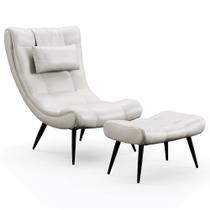 Kit Poltrona e Puff Para Sala de Estar com Almofada e Pés Palito Lord Facto Prata - Ibiza Kit Poltrona e Puff Para Sala de Estar com Almofada e Pés Palito Lord Facto Prata - Ibiza