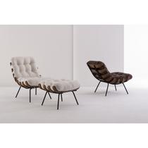 Kit Poltrona e Puff para Sala de Estar Costela