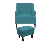 Kit poltrona genesis + puff retrô suede azul turquesa Kit poltrona genesis + puff retrô suede azul turquesa