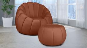 Kit Poltrona Girat. Concha + Puff Veludo Terracota