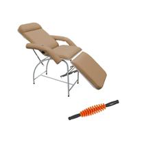 Kit Poltrona Hospitalar Estética Maca Reclinável Luxo Bege + Massageador Manual Liveup