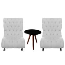 Kit Poltrona Luca Plus Size Suede Branco + Mesa Preta - Dominic Decor