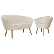 Kit Poltrona mais Namoradeira Pétala Suede - Várias Cores - Ds Estofados
