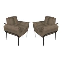 Kit Poltrona Moderna Base Preta Suede Cappucino - Vallisa Decor Kit Poltrona Moderna Base Preta Suede Cappucino - Vallisa Decor