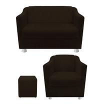 kit Poltrona, Namoradeira Babel e Puff Dado Corano Marrom - DAMAFFÊ MÓVEIS