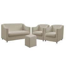 Kit Poltrona Namoradeira e 2 Poltronas Alya Com Puff Izar Bege Aradecor Kit Poltrona Namoradeira e 2 Poltronas Alya Com Puff Izar Bege Aradecor