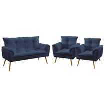 Kit Poltrona Namoradeira e 2 Poltronas Beta Sued Aradecor