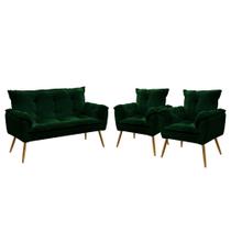Kit Poltrona Namoradeira e 2 Poltronas Beta Veludo Aradecor