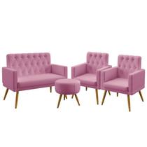 Kit Poltrona Namoradeira e 2 Poltronas Decorativas Almofadas Nina Rodapé E Botões Capitonê Puff Solar Sued Rosê Aradecor Kit Poltrona Namoradeira e 2 Poltronas Decorativas Almofadas Nina Rodapé E Botões Capitonê Puff Solar Sued Rosê Aradecor