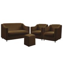 Kit Poltrona Namoradeira e 2 Poltronas Decorativas Estofada Para Sala De Estar Alya Puff Izar Sued Marrom Aradecor Kit Poltrona Namoradeira e 2 Poltronas Decorativas Estofada Para Sala De Estar Alya Puff Izar Sued Marrom Aradecor