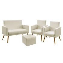 Kit Poltrona Namoradeira e 2 Poltronas Decorativas Estofada Sala De Estar Nina Rodapé e Puff Quasar Sued Bege Aradecor Kit Poltrona Namoradeira e 2 Poltronas Decorativas Estofada Sala De Estar Nina Rodapé e Puff Quasar Sued Bege Aradecor