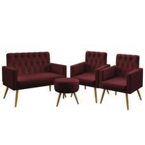 Kit Poltrona Namoradeira e 2 Poltronas Decorativas Nina Com Rodapé E Botões Capitonê Puff Solar Suede Bordô Aradecor Kit Poltrona Namoradeira e 2 Poltronas Decorativas Nina Com Rodapé E Botões Capitonê Puff Solar Suede Bordô Aradecor