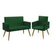 Kit Poltrona Namoradeira e Poltrona Decorativa Nina Sued Verde Aradecor Kit Poltrona Namoradeira e Poltrona Decorativa Nina Sued Verde Aradecor
