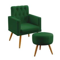 Kit Poltrona Nina Capitonê com Puff Solar Suede Verde Aradecor Kit Poltrona Nina Capitonê com Puff Solar Suede Verde Aradecor