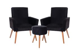 kit poltrona nina preta + puff preto pes palitos kit poltrona nina preta + puff preto pes palitos