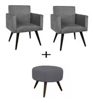 Kit poltrona nina + puff cinza pes palitos Kit poltrona nina + puff cinza pes palitos