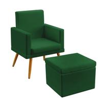 Kit Poltrona Para Sala de Estar Nina Rodapé com Puff Quasar Sued Verde Aradecor Kit Poltrona Para Sala de Estar Nina Rodapé com Puff Quasar Sued Verde Aradecor