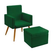Kit Poltrona Para Sala de Estar Vega com Puff Quasar Sued Verde Aradecor Kit Poltrona Para Sala de Estar Vega com Puff Quasar Sued Verde Aradecor