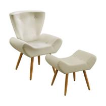 Kit Poltrona Polaris e Puff Polar Sued Bege Aradecor