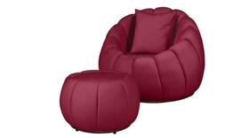 Kit Poltrona + Puff Concha + Almofada Veludo Vermelho