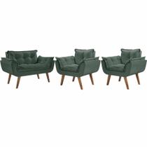Kit Poltronas 1 Namoradeira e 2 Poltronas de 1 Lugar Verde