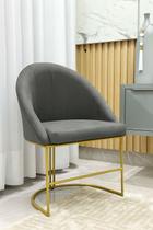 Kit Poltronas Decorativa Lua Sala de Jantar Base Industrial Dourada Cinza Kit Poltronas Decorativa Lua Sala de Jantar Base Industrial Dourada Cinza