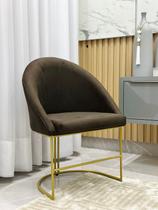 Kit Poltronas Decorativa Lua Sala de Jantar Base Industrial Dourada Marrom Kit Poltronas Decorativa Lua Sala de Jantar Base Industrial Dourada Marrom