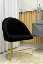 Kit Poltronas Decorativa Lua Sala de Jantar Base Industrial Dourada