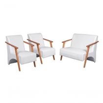 Kit Poltronas E Namoradeira Conjunto Venus Braços material sintético Branco Unidecor Kit Poltronas E Namoradeira Conjunto Venus Braços material sintético Branco Unidecor