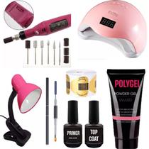 Kit Polygel Alongamento Moldes Lixadeira Cabine Bivolt Kit Polygel Alongamento Moldes Lixadeira Cabine Bivolt