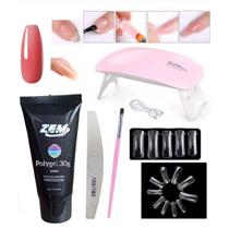 Kit Polygel Alongamento Unha Mini Cabine Uv + Pincel Para Aplicação+ Poligel + Lixa Boomerang Material Manicure Nail designer