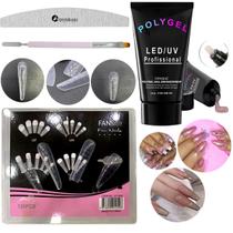 Kit Polygel Molde F1 Pincel Alongamento Led Uv Unhas De Gel