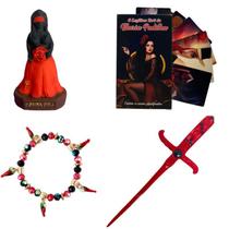 Kit Pomba Gira Pulseira+Athame+Escultura 10 cm+Baralho