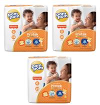 Kit Pompom Derma Protek Jumbo Fisher-Price - Tam G (8 a 13Kg) - 72 fraldas