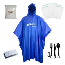 Kit Poncho iguazu + Cal + Ziplock + Manta + Talher preto Kit Poncho iguazu + Cal + Ziplock + Manta + Talher preto