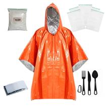 Kit Poncho Laranja + Cal + Ziplock + Manta + Talher preto Kit Poncho Laranja + Cal + Ziplock + Manta + Talher preto