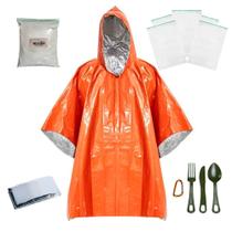 Kit Poncho Laranja + Cal + Ziplock + Manta + Talher Verde Kit Poncho Laranja + Cal + Ziplock + Manta + Talher Verde