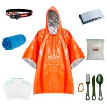 Kit Poncho Laranja + Katori + Talheres Verde + Acessórios