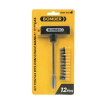 Kit Pontas Bits Fenda e Phillips Com Chave T Manutenção Manual 12 Peças Profissional