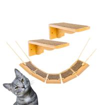 Kit Ponte Para Gatos Tamanho 3peças 2 Degraus P e 1 Ponte com Carpete