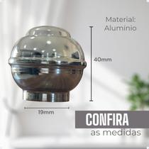 Kit Ponteira Bola 19mm Alumínio Varão Cortina Instalação Cores Tubo Comum Kit com 2/4/6/8/10 UN
