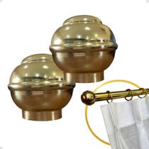 Kit Ponteira Bola 19mm Dourado Alumínio Varão Cortina Instalação Tubo Comum Kit com 2/4/6/8/10Un